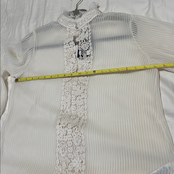 Polo by Ralph Lauren Cream Lace-Front Ruffled High-Neck Blouse Size 4 - Picture 13 of 14